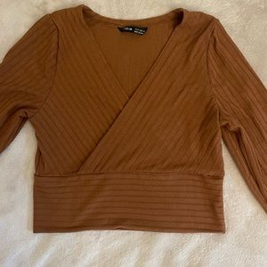 autumn / fall themed auburn orange long sleeve blouse